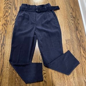 Express Paper Bag Style High Rise Ankle Corduroy Belted Pants